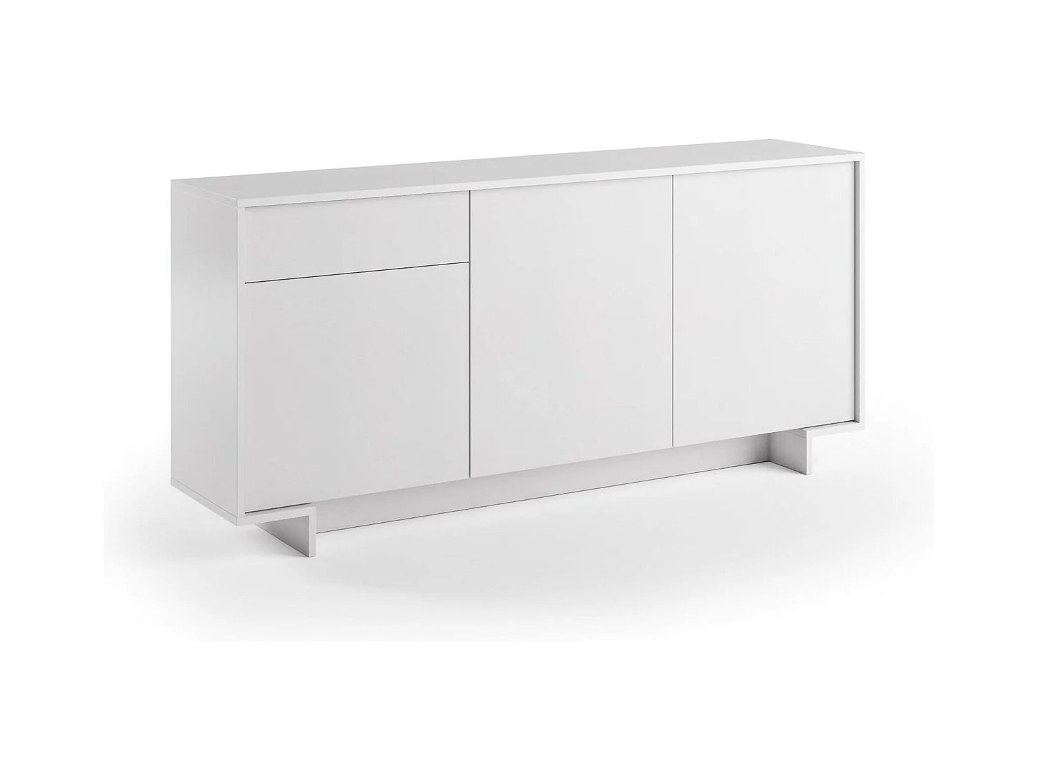 Buffet Agrifoglio, Buffet de salon, Buffet de salon avec 3 portes et 1 tiroir, 100% Made in Italy, 170x42h78 cm, Blanc