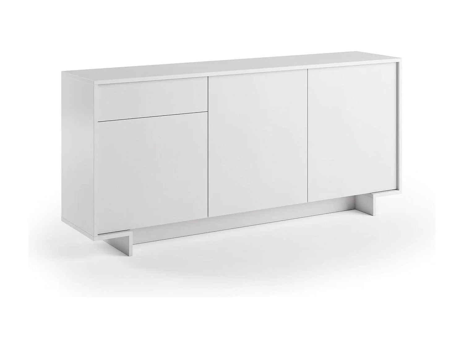 Buffet Agrifoglio, Buffet de salon, Buffet de salon avec 3 portes et 1 tiroir, 100% Made in Italy, 170x42h78 cm, Blanc