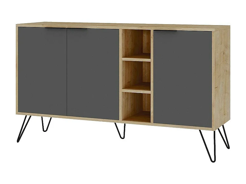 Aparador Dpenz, Buffet de sala, Aparador de sala, Despensa de cozinha, 142x36h83 cm, Carvalho e Antracite