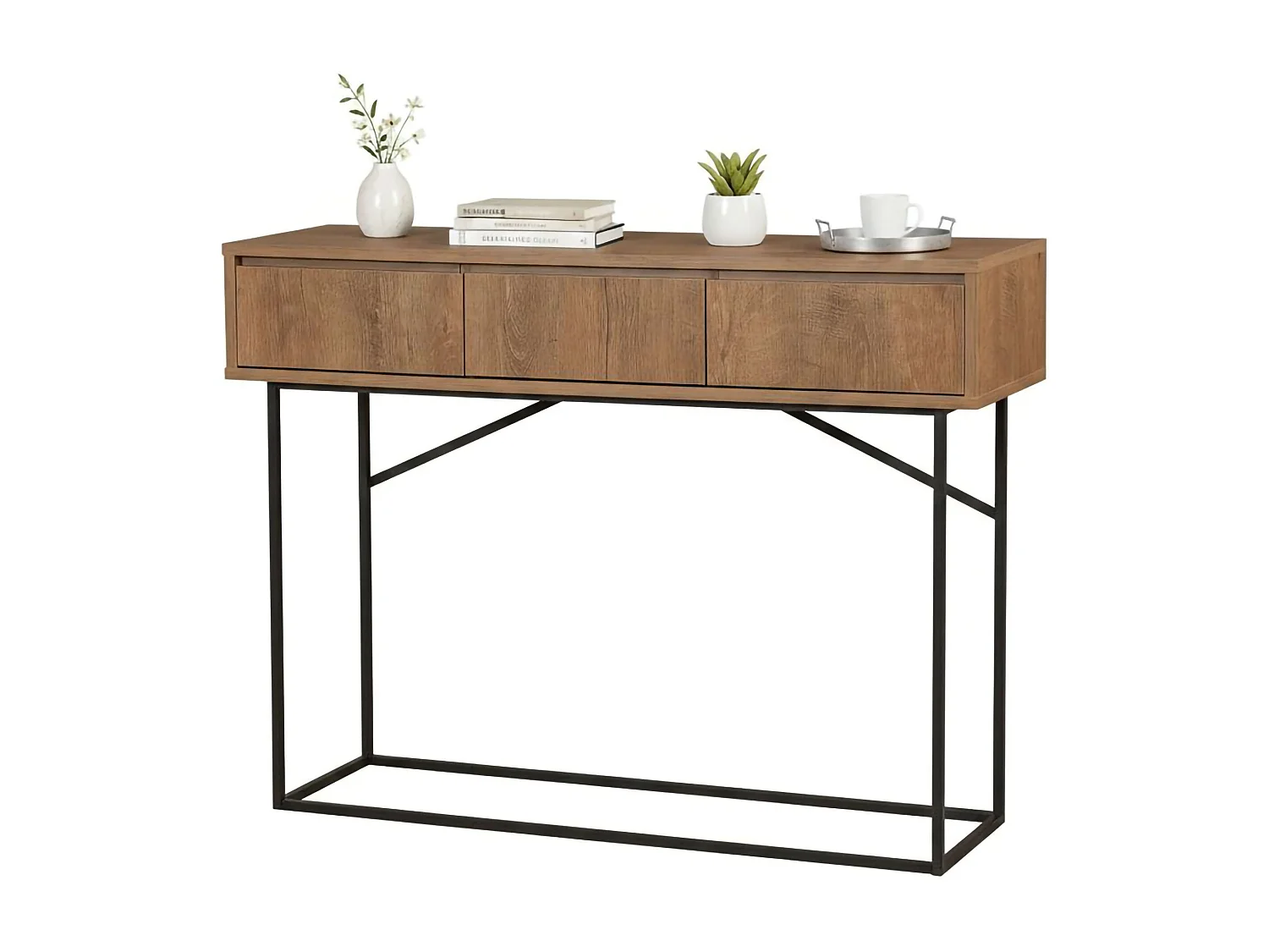 Buffet Alkam, Buffet du salon, Commode de salon, Garde-manger de cuisine, 120x36h90 cm, Noyer et Noir
