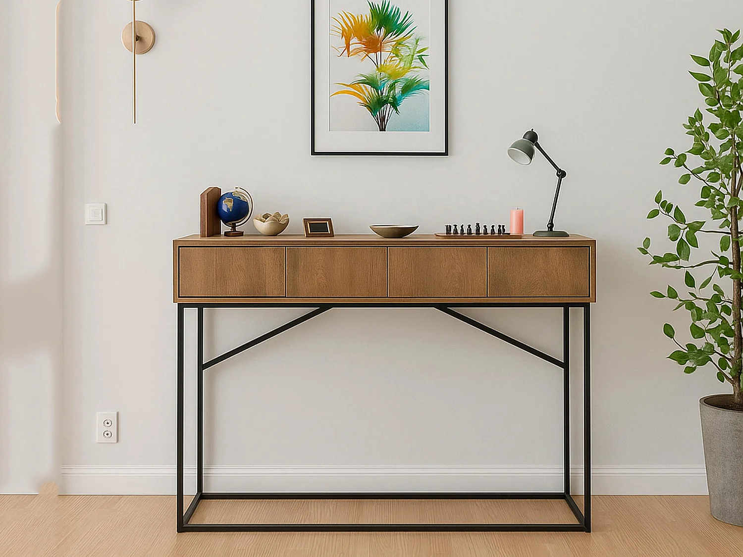 Kommode Dbonfant, Wohnzimmerbuffet, Wohnzimmer-Sideboard, Moderne Küchen-Speisekammer, 120x36h90 cm, Walnuss und Schwarz