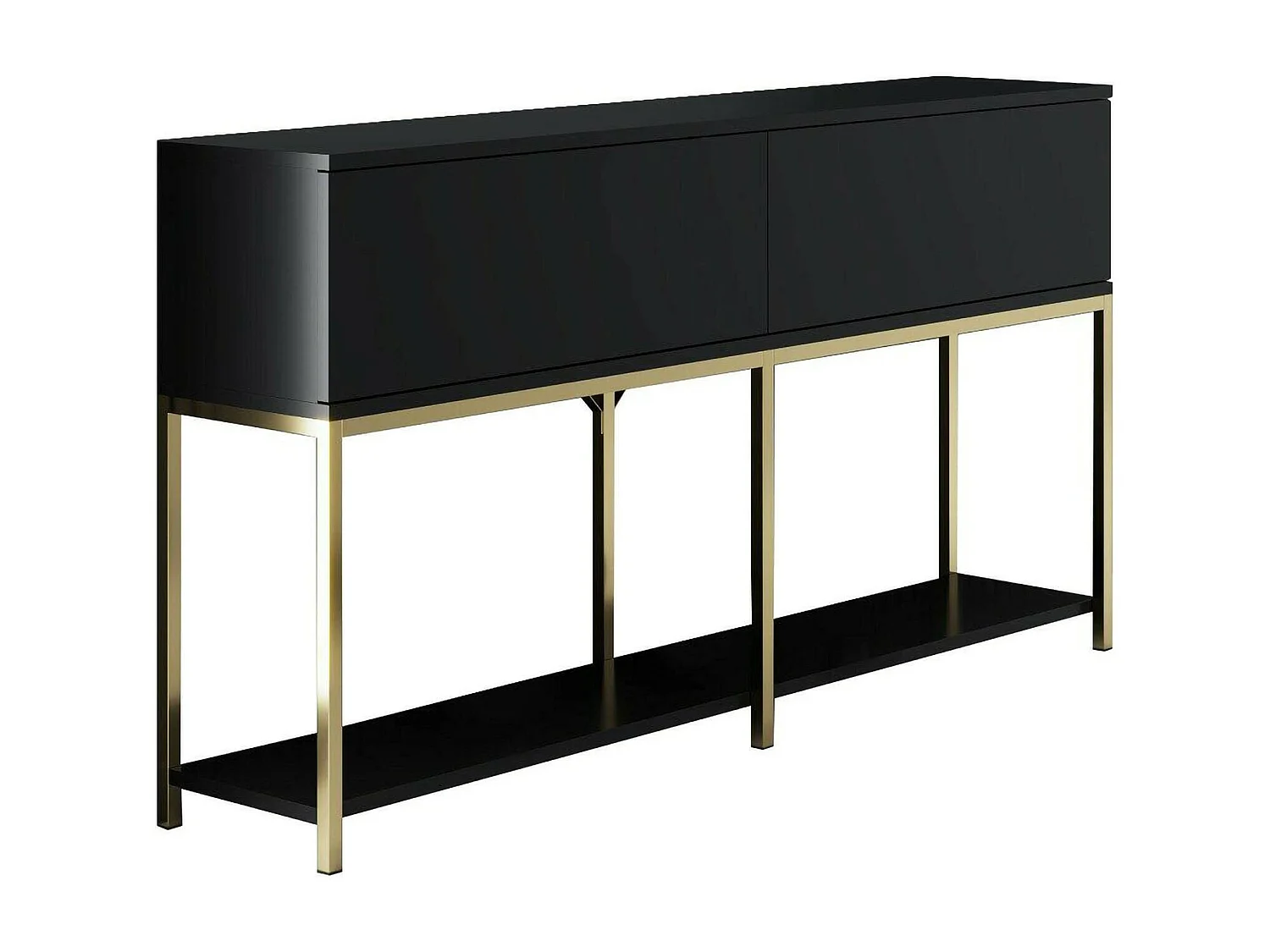 Dmora - Credenza Basilia, 150x30h80 cm, Nero e Oro