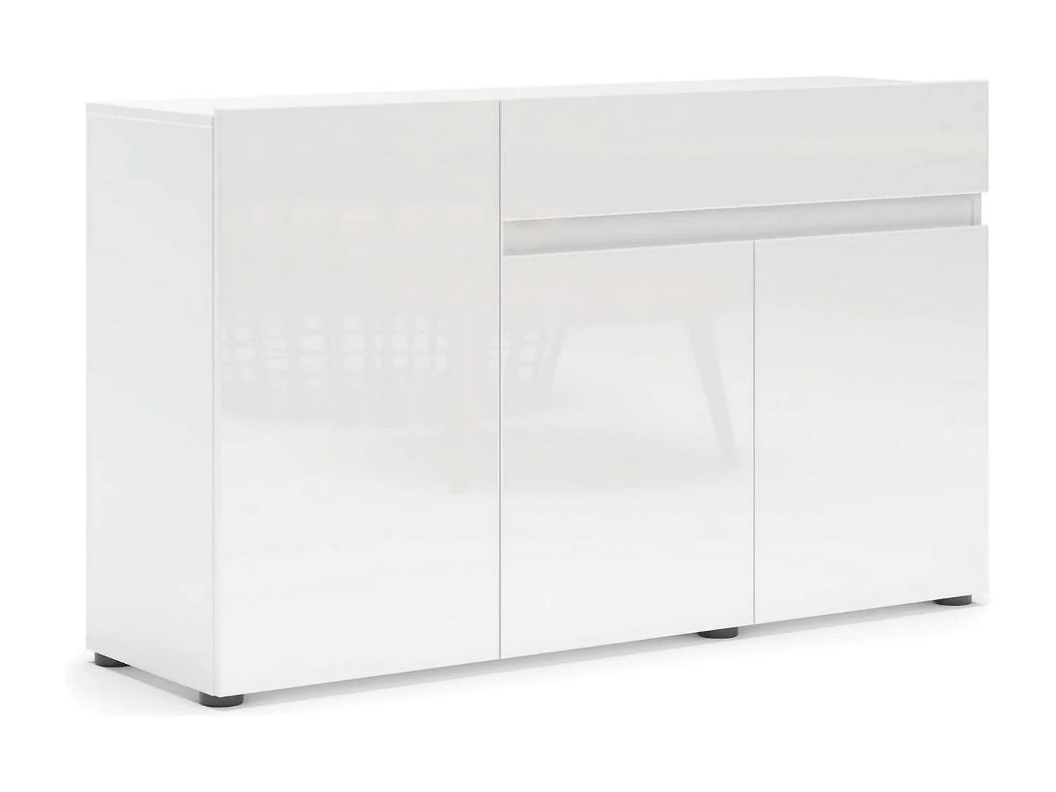 Kommode Dferrarin, Wohnzimmerbuffet, Wohnzimmer-Sideboard, Moderne Küchen-Speisekammer, Made in Italy, 135x38h79 cm, Glänzendes Weiß