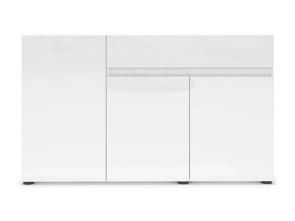 Kommode Dferrarin, Wohnzimmerbuffet, Wohnzimmer-Sideboard, Moderne Küchen-Speisekammer, Made in Italy, 135x38h79 cm, Glänzendes Weiß