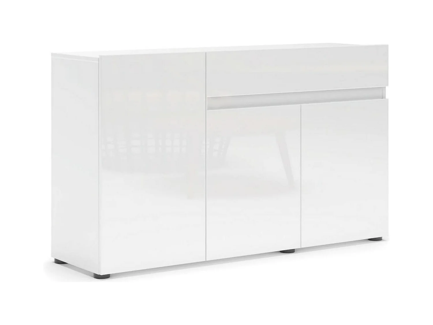 Aparador Dferrarin, Bufé de salón, Aparador de salón, Despensa de cocina, Made in Italy, 135x38h79 cm, Blanco brillante