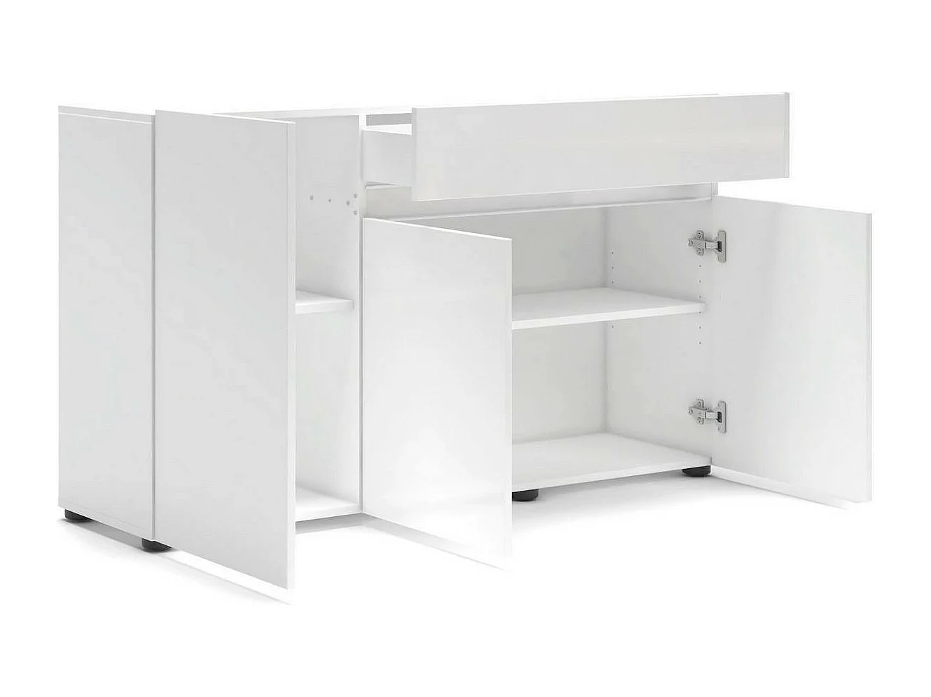 Buffet Brits, Buffet du salon, Commode de salon, Garde-manger de cuisine, Made in Italy, 135x38h79 cm, Blanc brillant