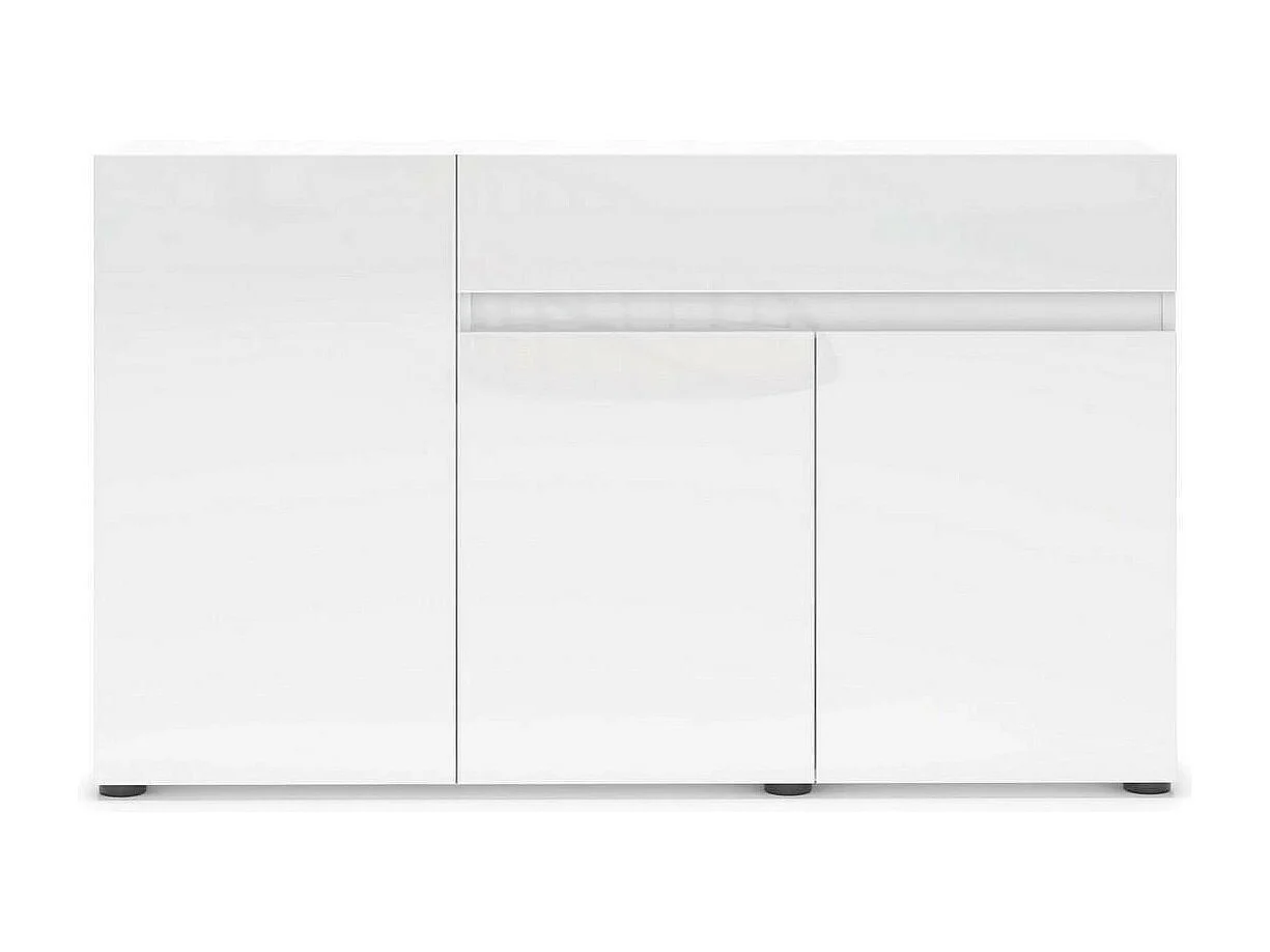Buffet Brits, Buffet du salon, Commode de salon, Garde-manger de cuisine, Made in Italy, 135x38h79 cm, Blanc brillant