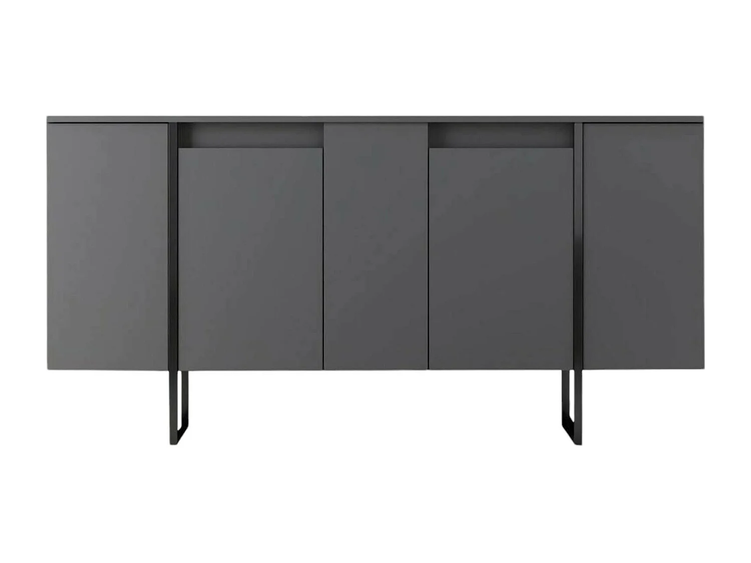 Buffet Betel, Buffet du salon, Commode de salon, Garde-manger de cuisine, 160x35h80 cm, Anthracite et Noir
