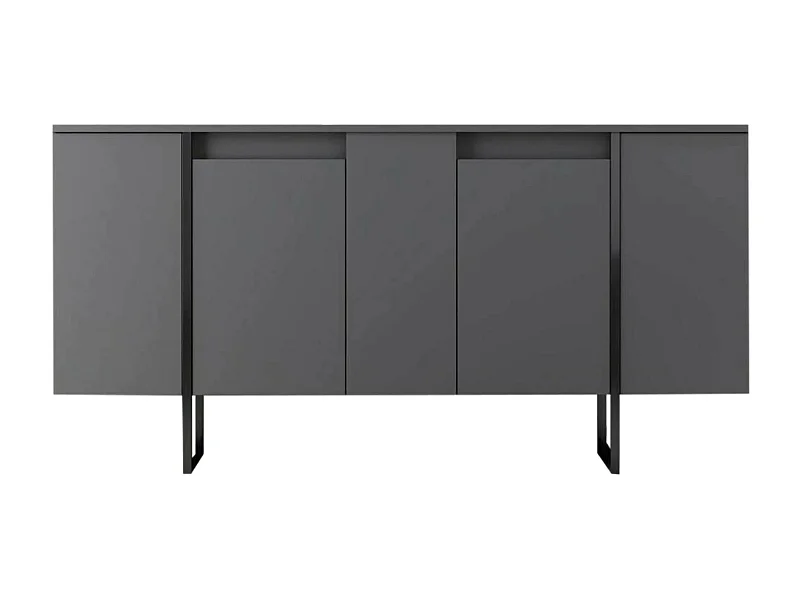 Buffet Betel, Buffet du salon, Commode de salon, Garde-manger de cuisine, 160x35h80 cm, Anthracite et Noir