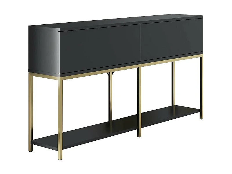 Djimsit dressoir, Buffet om te verblijvenO, Woonkamer, Keukenkast, 150x30h80 cm, Antraciet en Goud