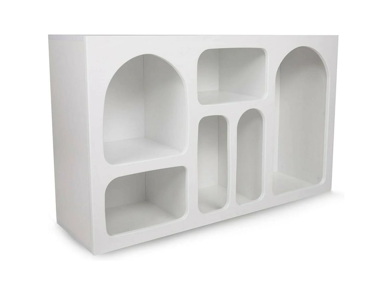 Buffet Bellatrix, Buffet du salon, Commode de salon, Garde-manger de cuisine, 120x37h74 cm, Blanc