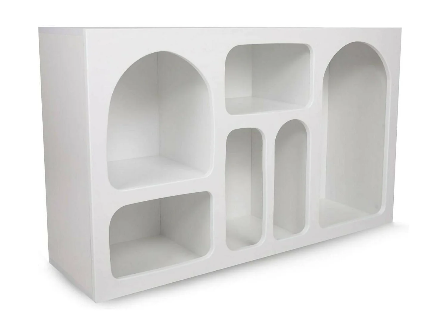 Buffet Bellatrix, Buffet du salon, Commode de salon, Garde-manger de cuisine, 120x37h74 cm, Blanc