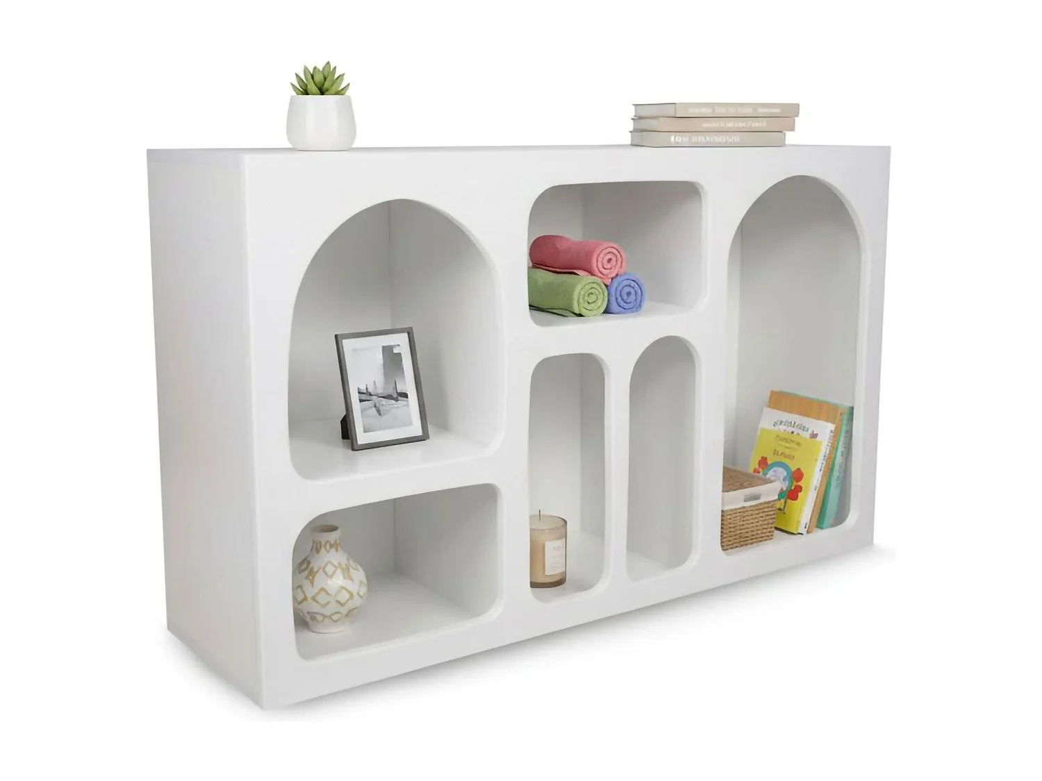 Credenza Arsenio, 6 Ripiani, 37x120x74h cm Bianco, Madia