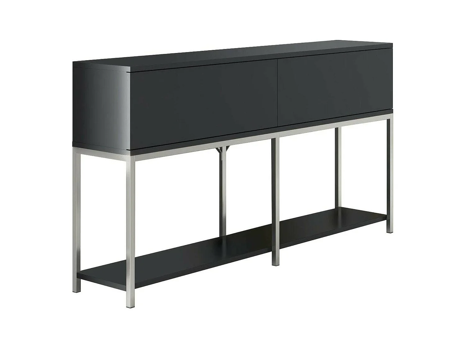 Djimsit Dressoir, Woonkamer Buffet, Woonkamer, Keuken Pantry, 150x30h80 cm, Antraciet en Zilver