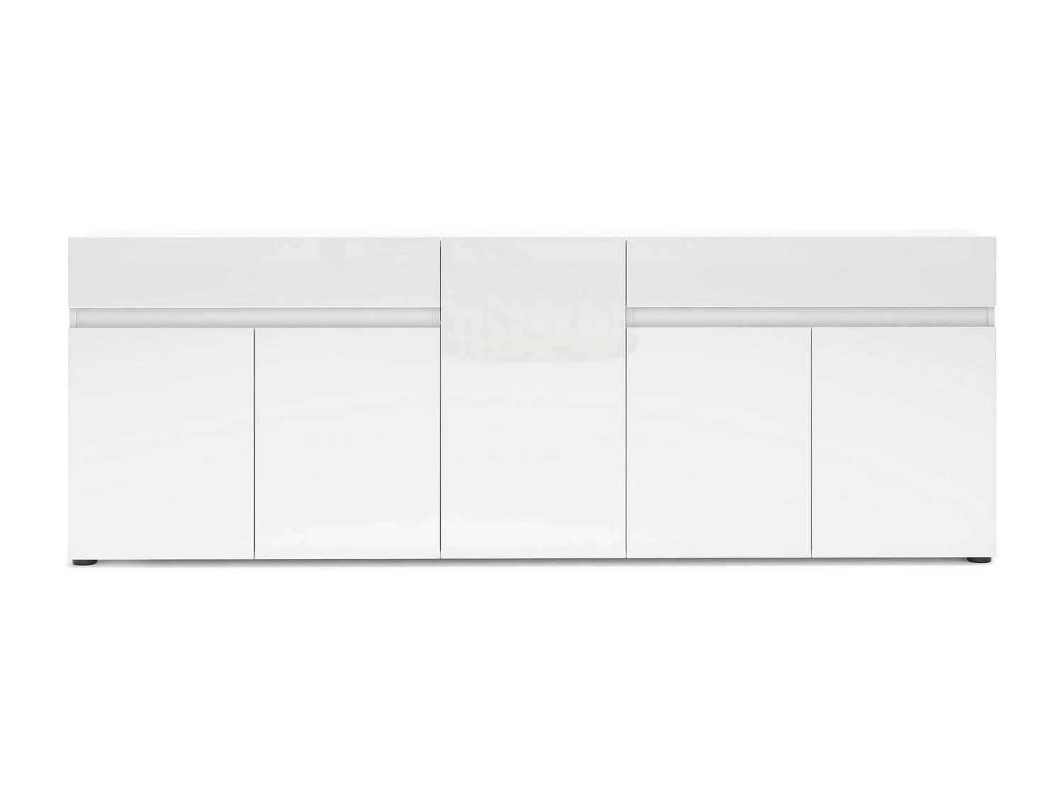 Buffet Bethal, Buffet du salon, Commode de salon, Garde-manger de cuisine, Made in Italy, 225x38h79 cm, Blanc brillant