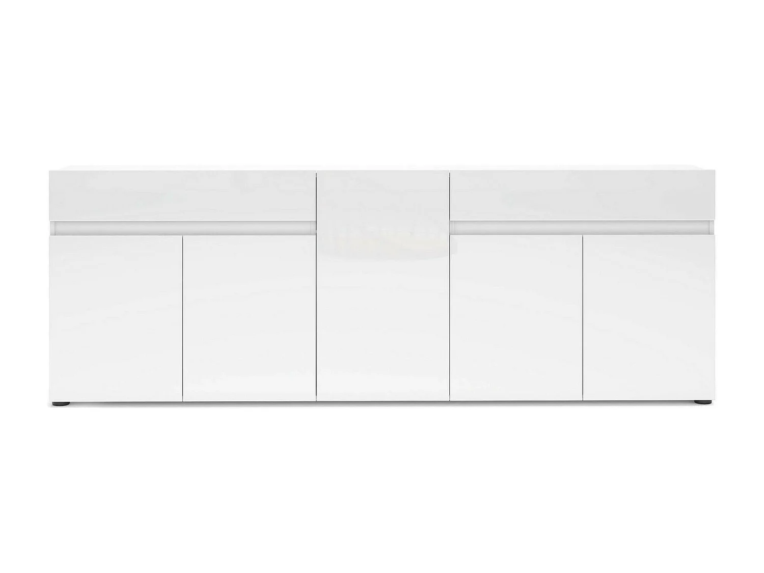 Dfilanger dressoir, Woonkamerbuffet, Woonkamer, Keukenkast, Made in Italy, 225x38h79 cm, Glanzend wit