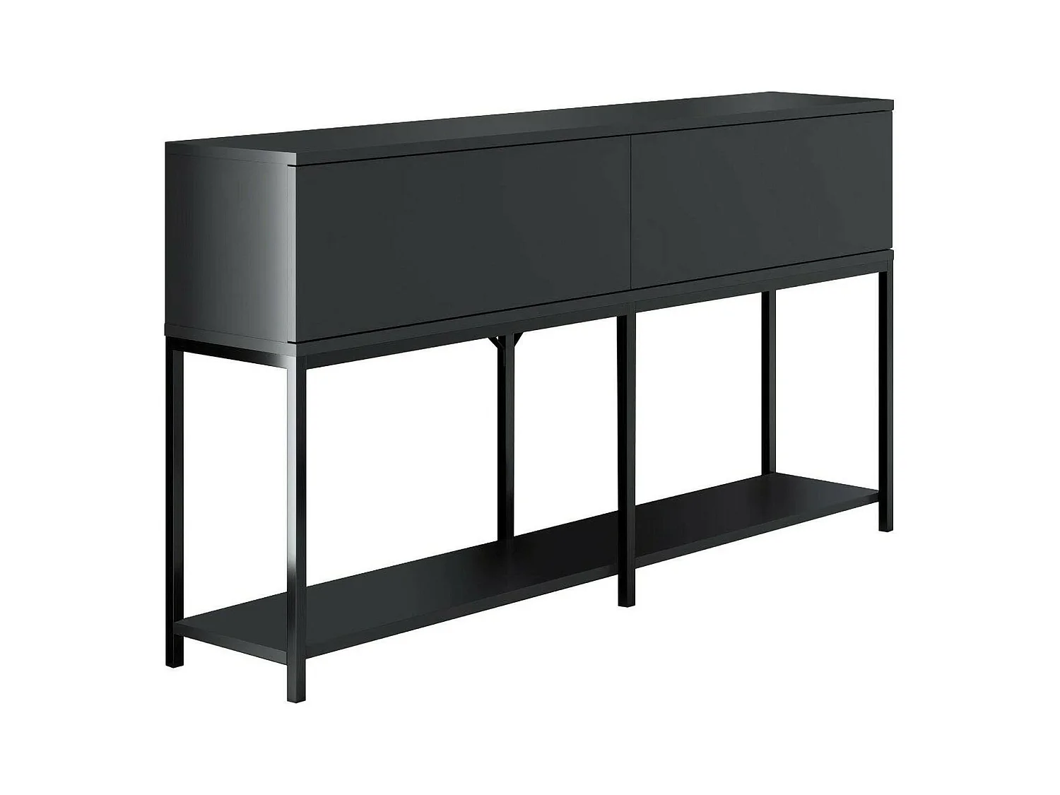 Buffet Altair, Buffet du salon, Commode de salon, Garde-manger de cuisine, 150x30h80 cm, Anthracite et Noir