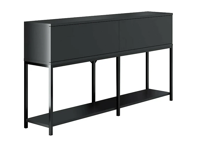 Djimsit Dressoir, Woonkamer Buffet, Woonkamer, Keuken Pantry, 150x30h80 cm, Antraciet en Zwart