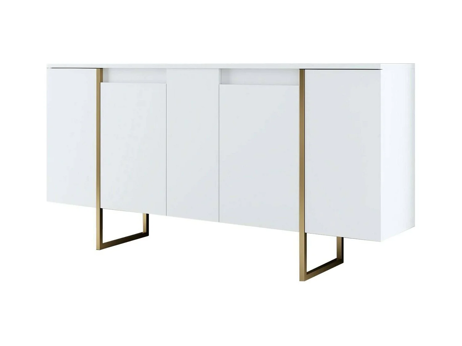 Dgarzitt-kast, woonkamerbuffet, woonkamerkast, keukenkast, 160x35h80 cm, wit en goud