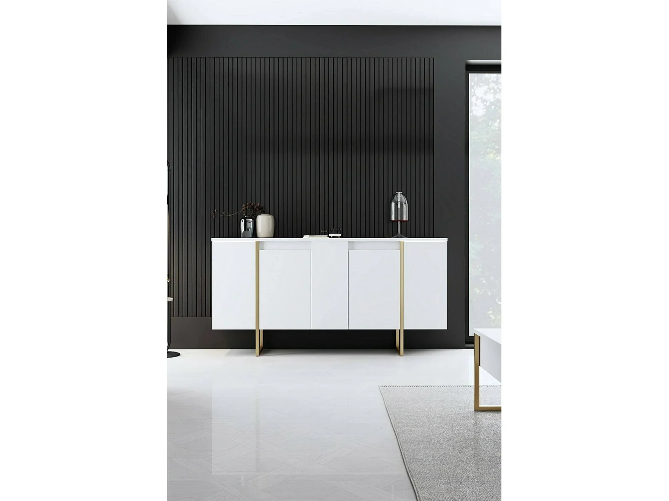 Credenza Arta, 4 Ripiani, 35x160x80h cm Bianco, Madia