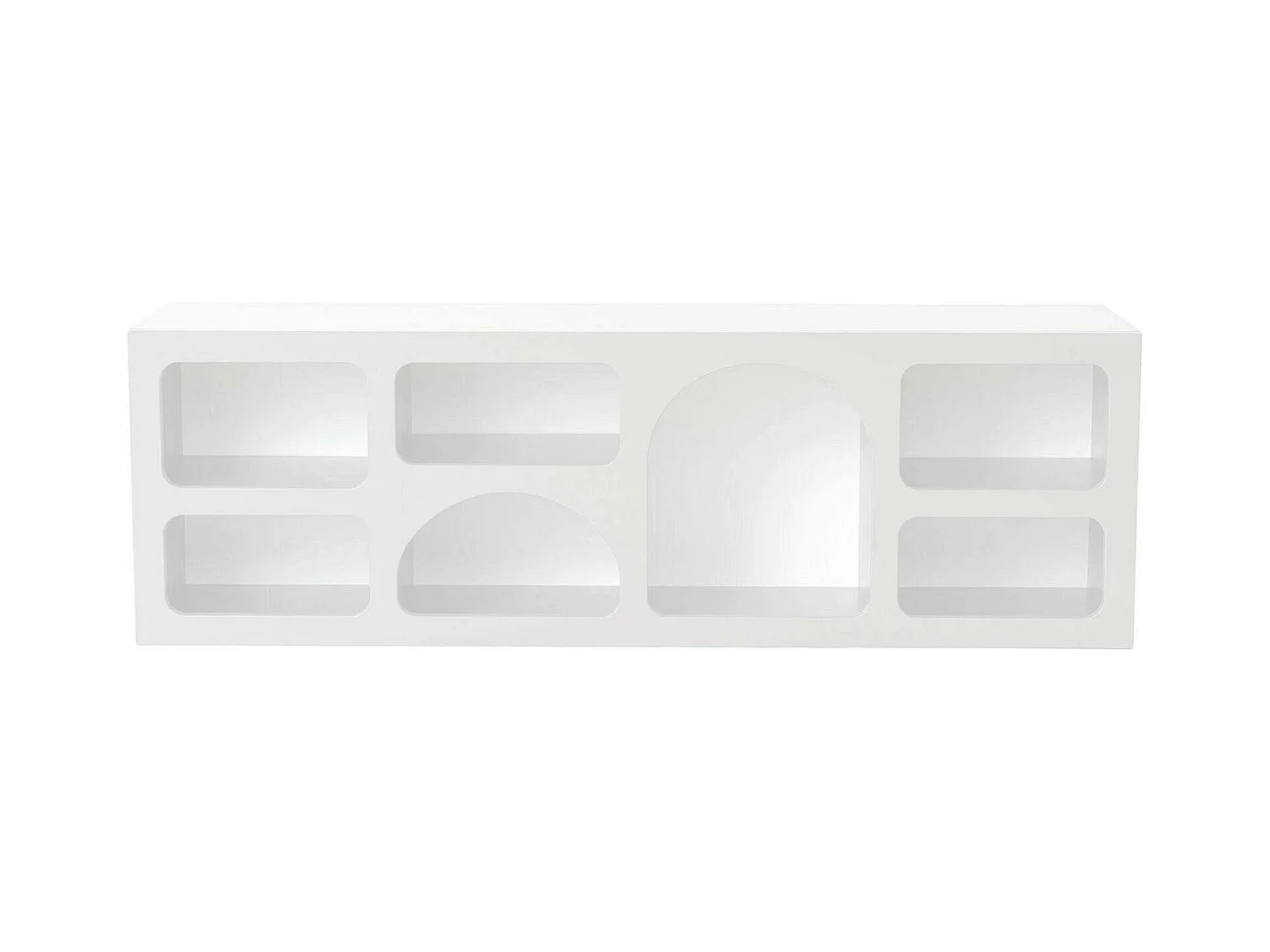 Buffet Bellatrix, Buffet du salon, Commode de salon, Garde-manger de cuisine, 160x38h51 cm, Blanc