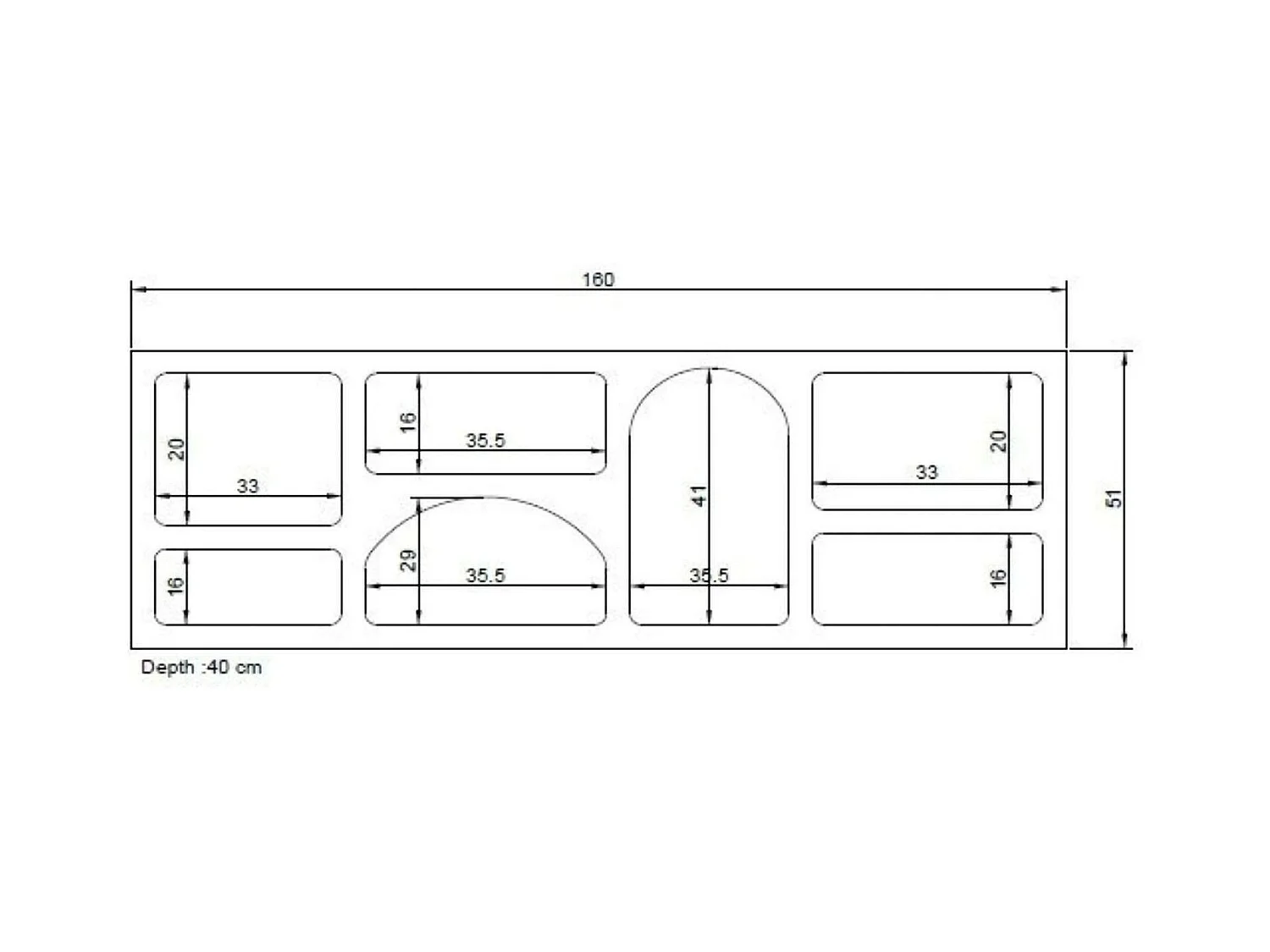 Kommode Dgargiul, Wohnzimmerbuffet, Wohnzimmer-Sideboard, Moderne Küchen-Speisekammer, 160x38h51 cm, Weiß