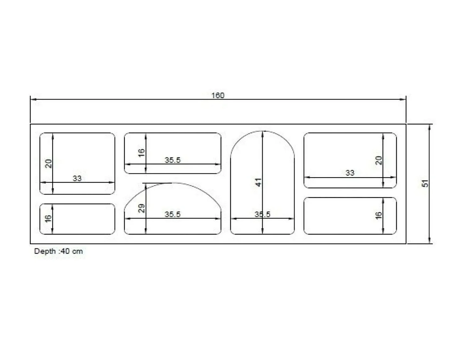 Dgargiul dressoir, buffet in de woonkamer, woonkamer, bijkeuken, 160x38h51 cm, Wit