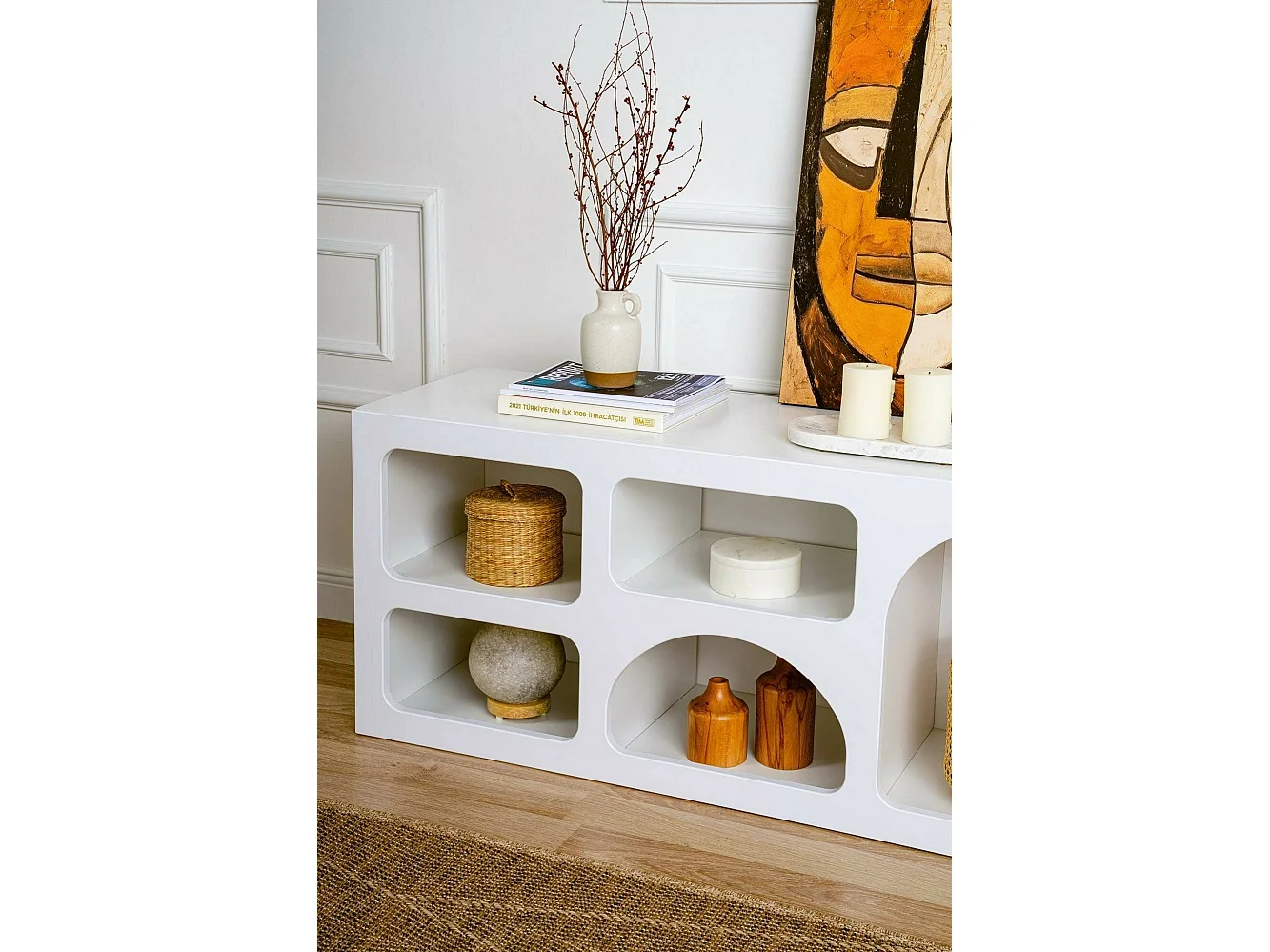 Dgargiul dressoir, buffet in de woonkamer, woonkamer, bijkeuken, 160x38h51 cm, Wit