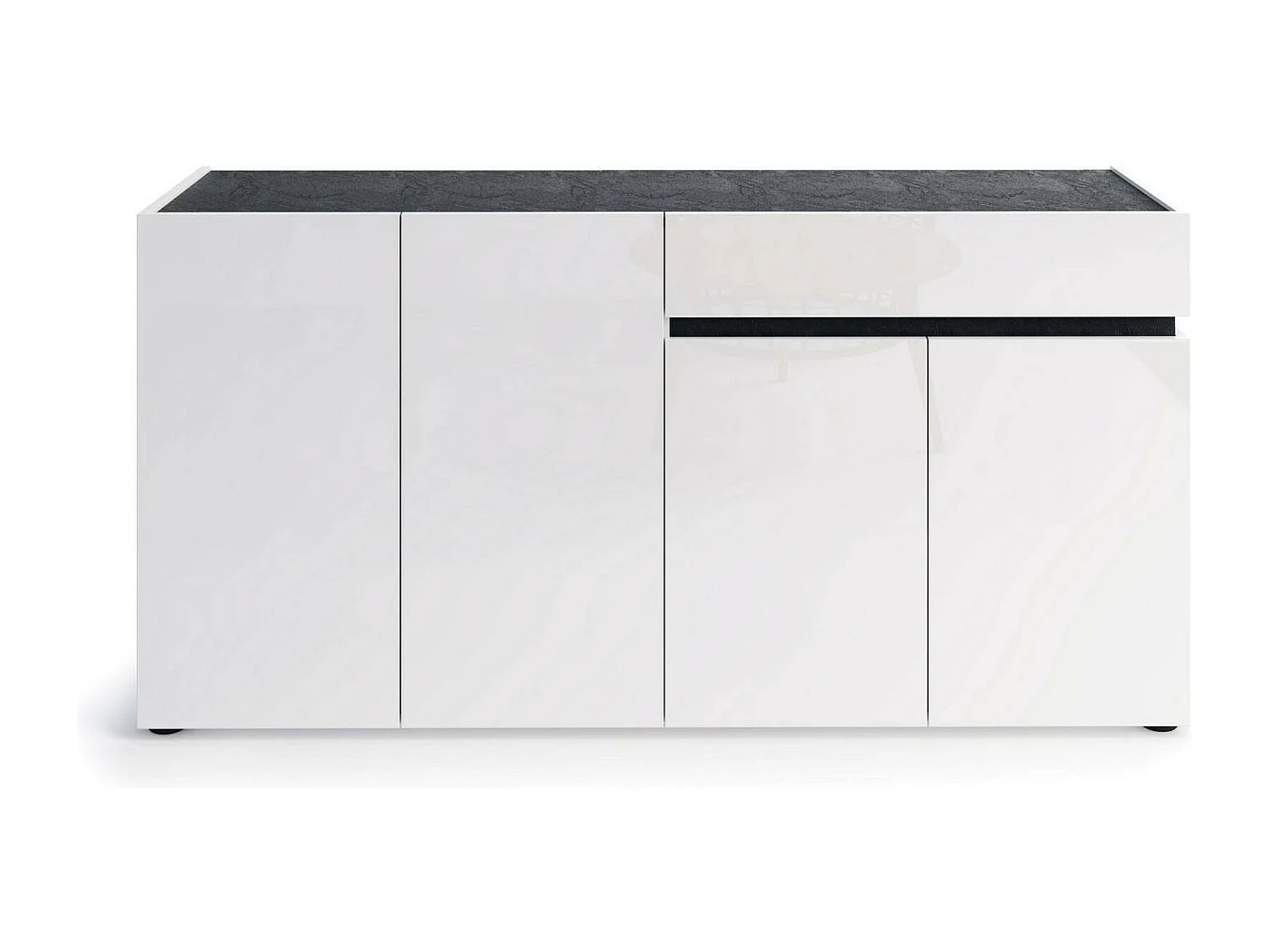 Dmora - Credenza Beinette, 160x42h80 cm, Bianco lucido e Antracite