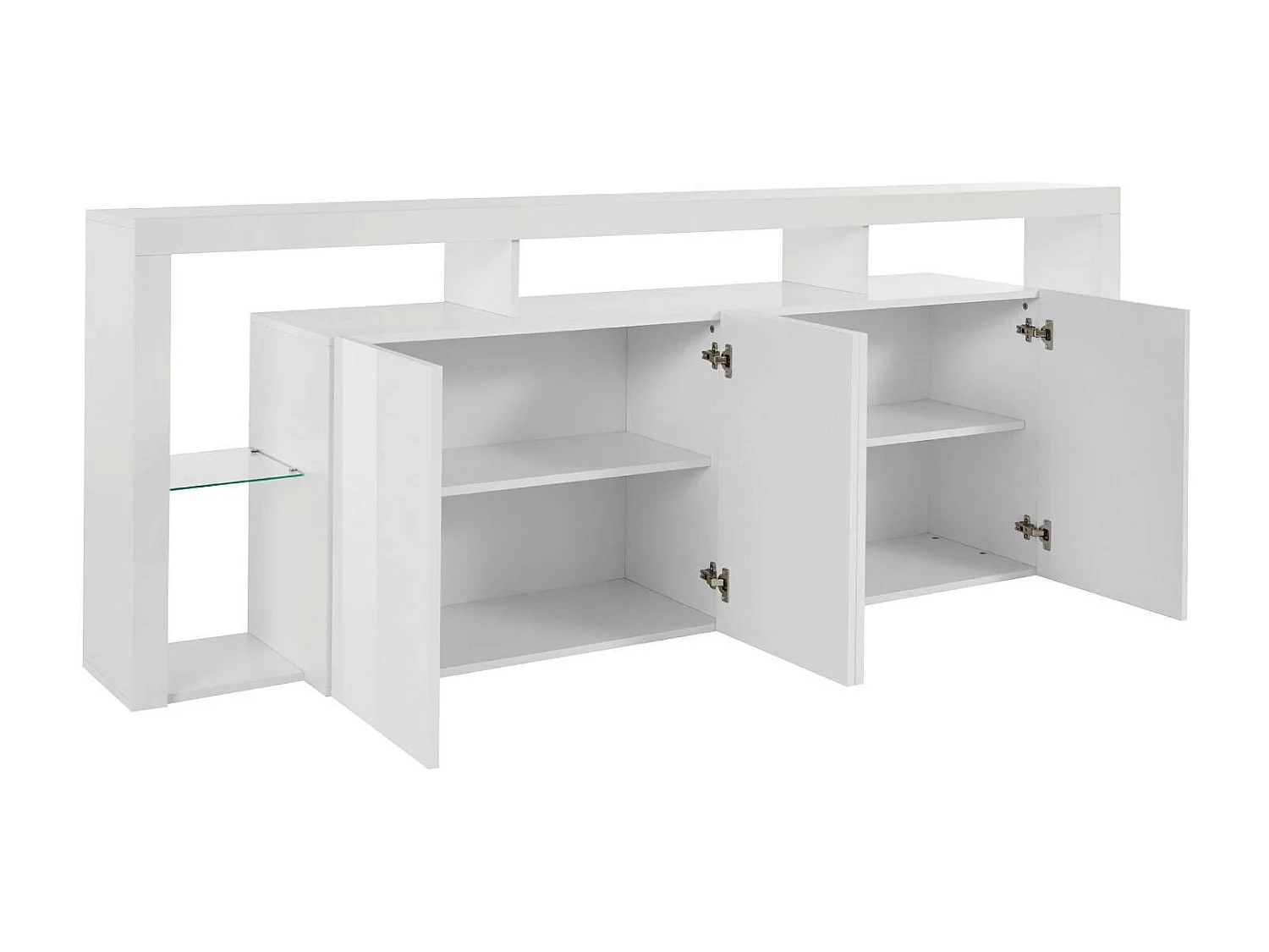 Aparador Ddalessandr, buffet de salón 4 puertas, Aparador de salón, Aparador moderno, 100% Made in Italy, 220x40h80 cm, Blanco brillo