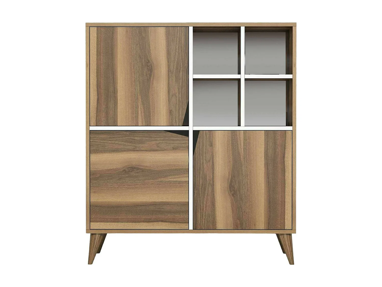 Aparador Dpolitan, Buffet deSala de estar, sala de estar, despensa de cozinha, 100x30h115 cm, nogueira e branco