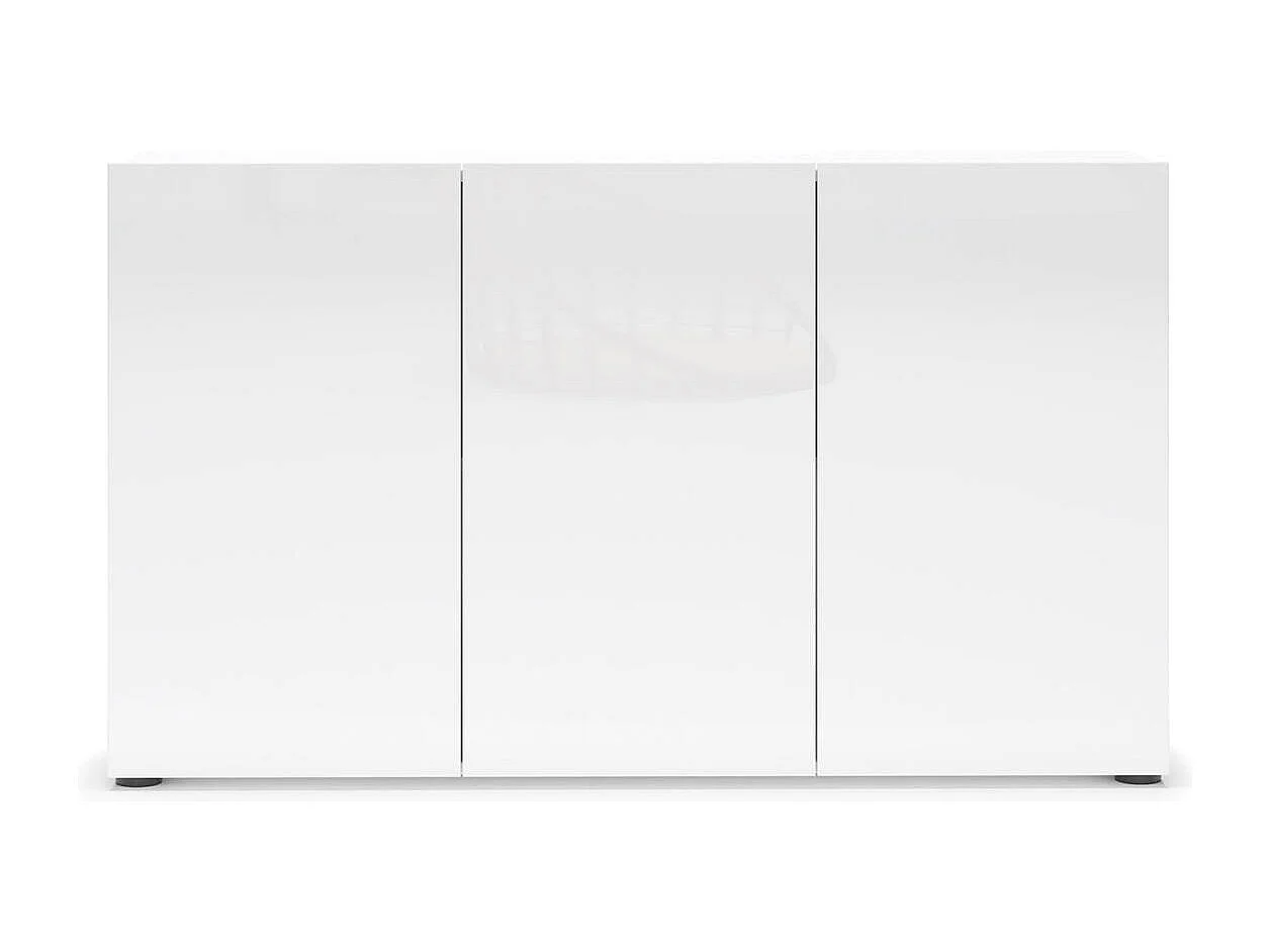 Kommode Dferraguzz, Wohnzimmerbuffet, Wohnzimmer-Sideboard, Moderne Küchen-Speisekammer, Made in Italy, 135x38h79 cm, Glänzendes Weiß