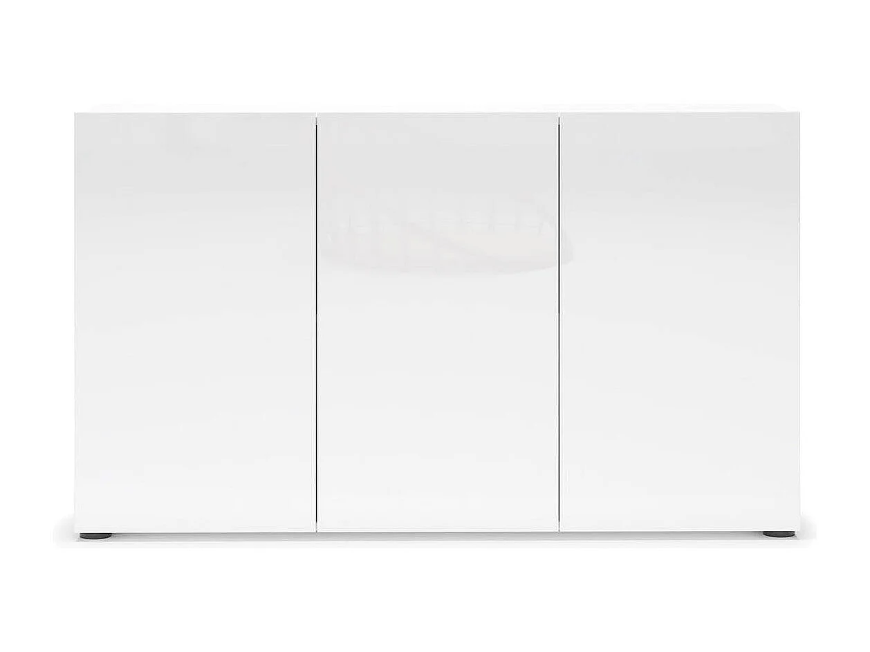 Kommode Dferraguzz, Wohnzimmerbuffet, Wohnzimmer-Sideboard, Moderne Küchen-Speisekammer, Made in Italy, 135x38h79 cm, Glänzendes Weiß