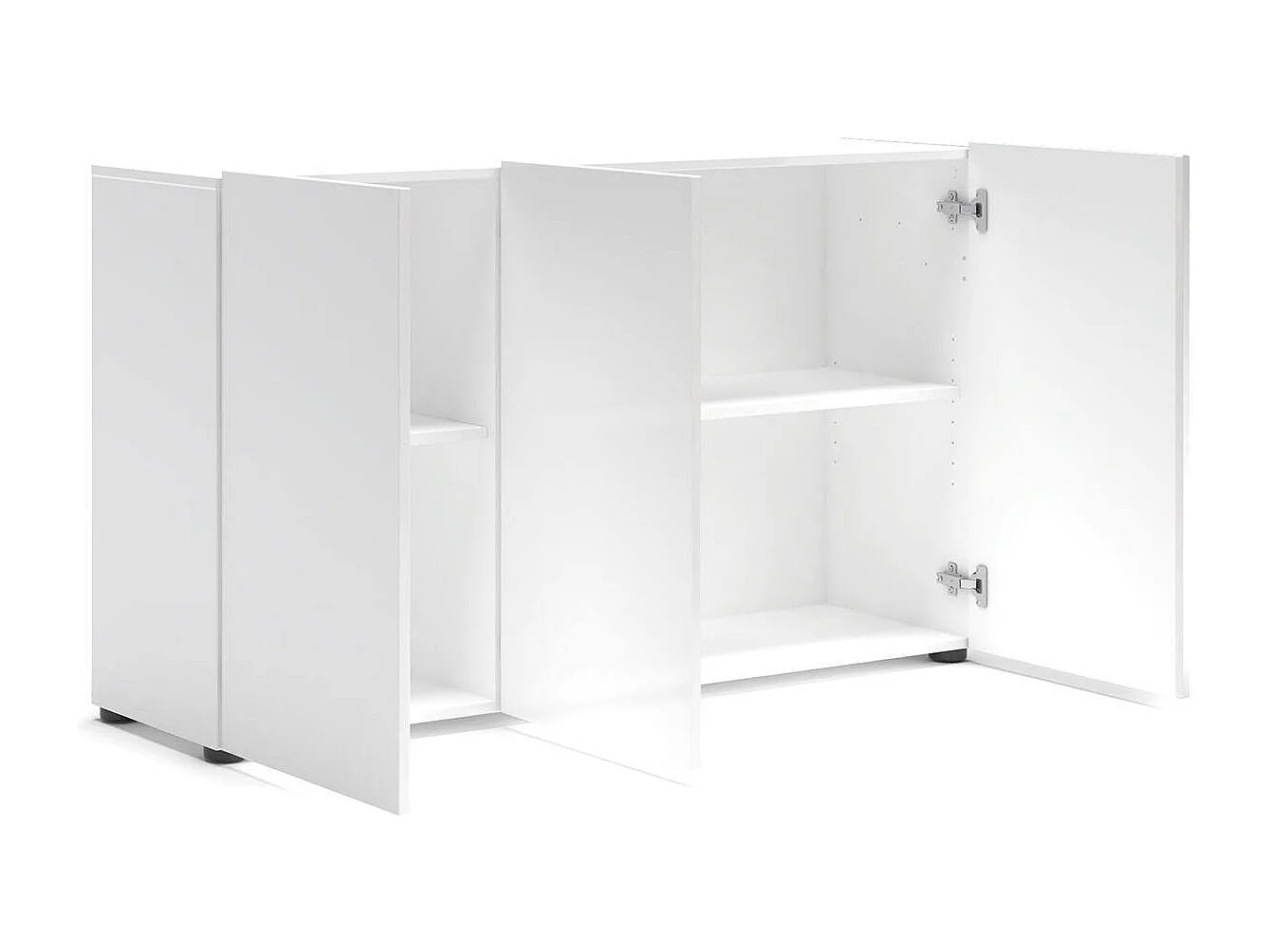 Buffet Polokwane, Buffet du salon, Commode de salon, Garde-manger de cuisine, Made in Italy, 135x38h79 cm, Blanc brillant