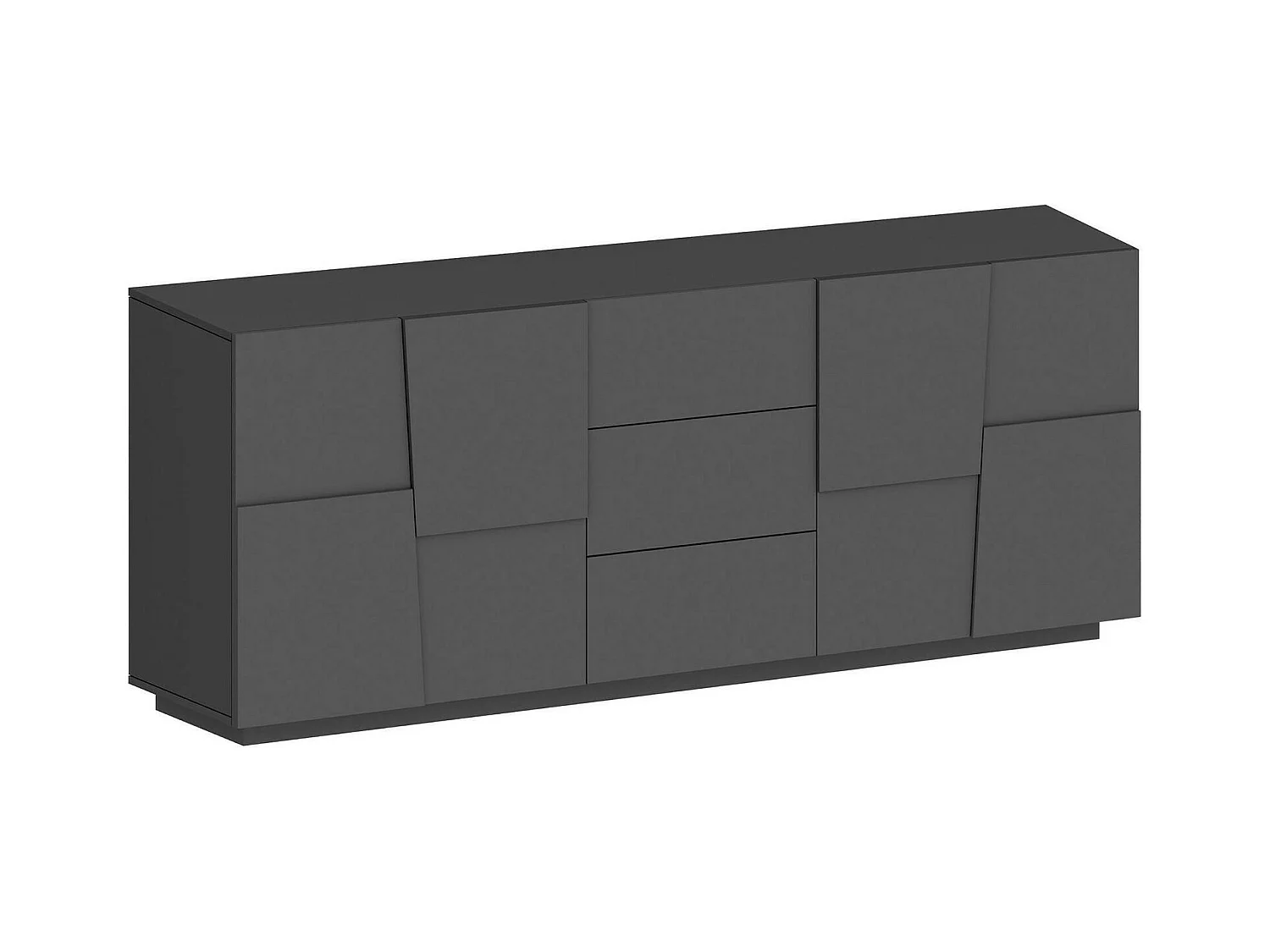 Buffet Yoel, Buffet de salon, Buffet de salon avec 4 portes et 3 tiroirs, 220x44h86 cm, Anthracite