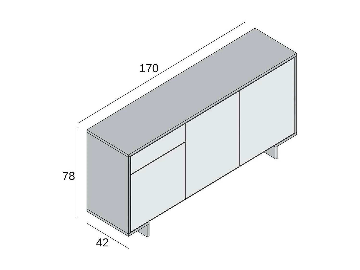 Buffet Agrifoglio, Buffet de salon, Buffet de salon avec 3 portes et 1 tiroir, 100% Made in Italy, 170x42h78 cm, Blanc et Chêne