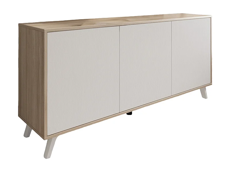 Aparador Dabaid, Buffet de sala, Madia de sala, Despensa de cozinha, 154x40h72 cm, Carvalho e Branco