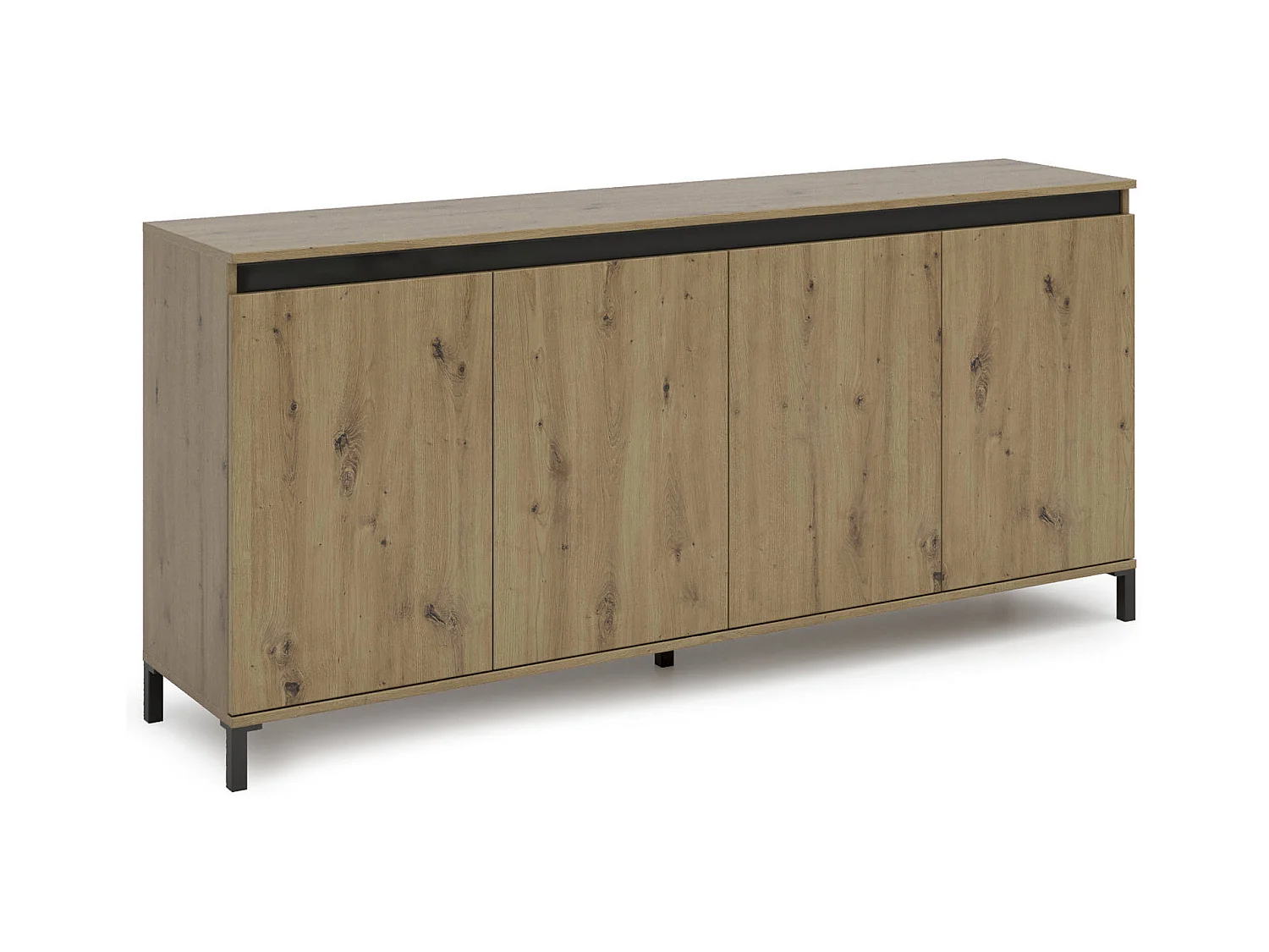 Aparador Dcerofolin, Buffet de sala de estar, Madia de sala de estar, DIspensa de cozinha, Made in Italy, 184x90h40 cm, Branco brilhante e Antracite