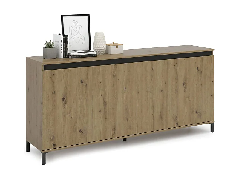 Dcerofolin dressoir, Buffet in de woonkamer, In de woonkamer, DKeukenkast, Made in Italy, 184x90h40 cm, Wit glanzend en antraciet