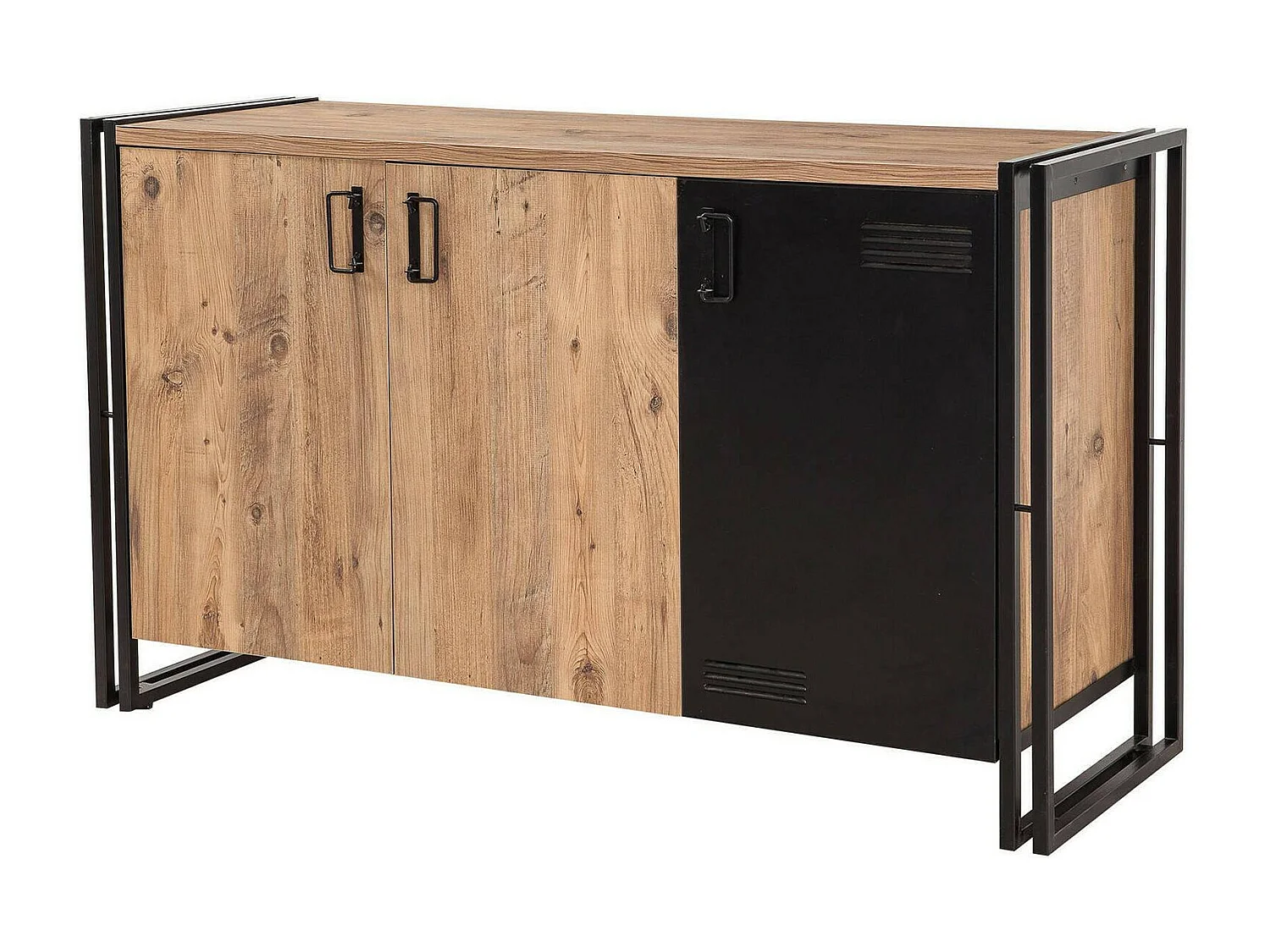 Dressoir Dragusi, Buffet in de woonkamer, Madia in de woonkamer, bijderKeukena, 140x45h80 cm, Eik en Zwart