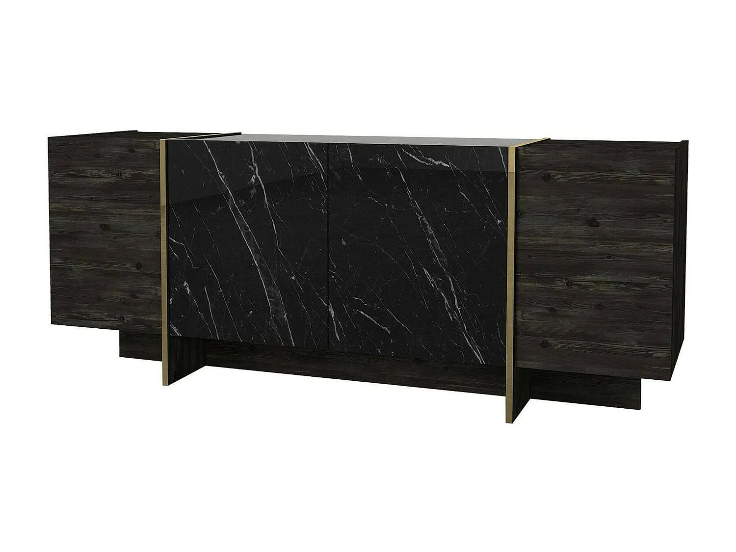 Dmora - Credenza Asto, 180x47h76 cm, Nero e Oro