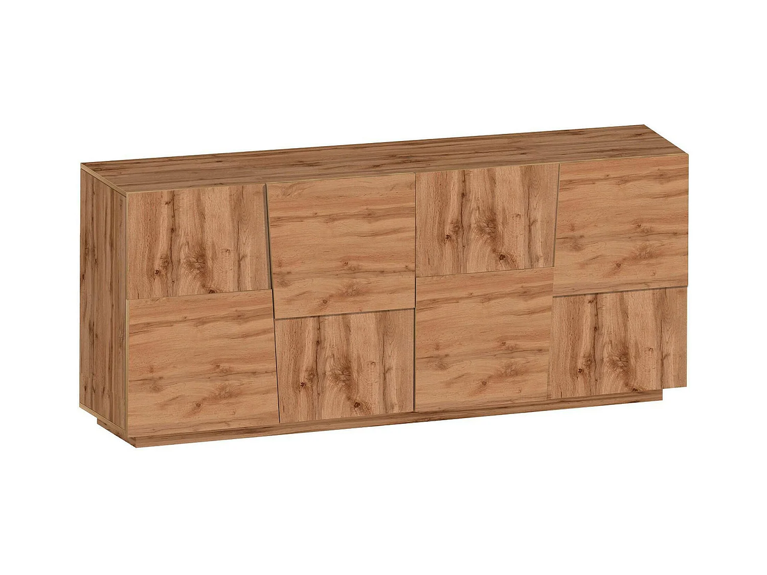 Buffet Yago, Buffet de salon, Buffet de salon moderne avec 4 portes, 200x44h86 cm, Chêne