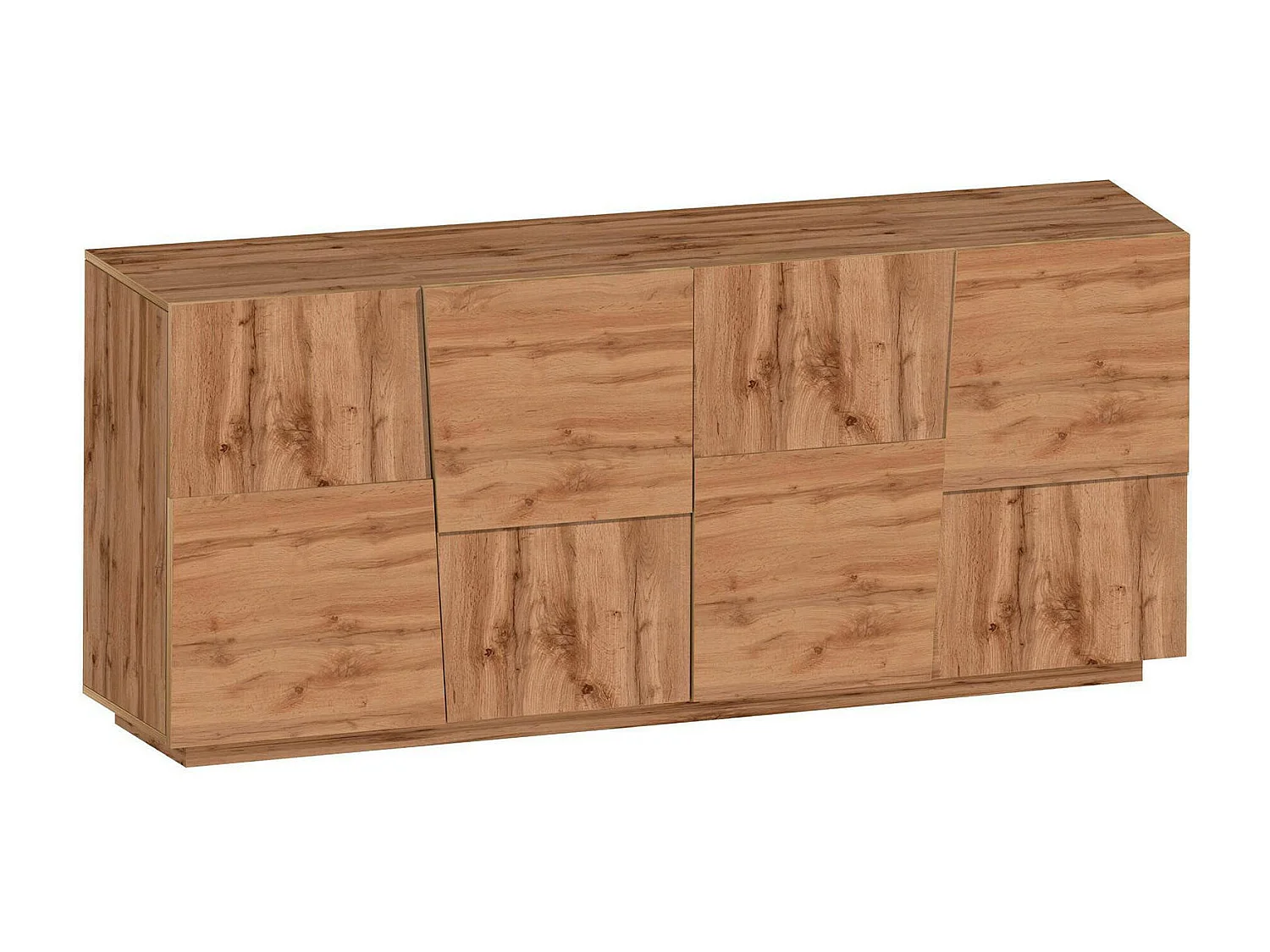 Buffet Yago, Buffet de salon, Buffet de salon moderne avec 4 portes, 200x44h86 cm, Chêne