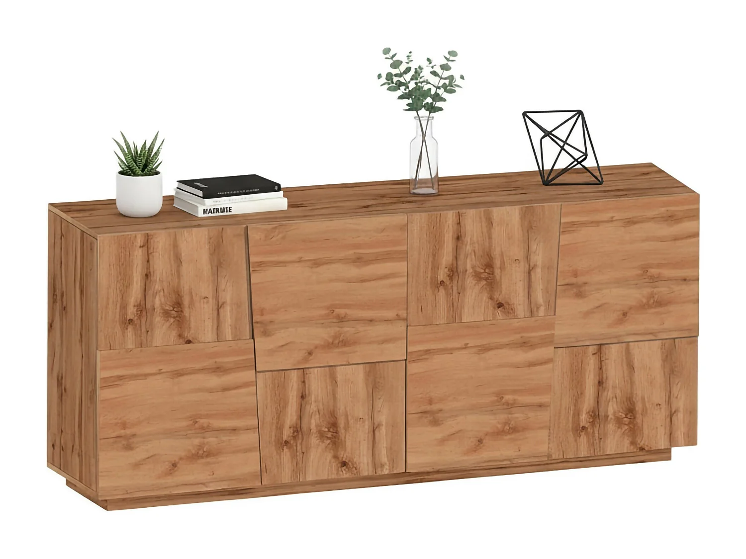 Buffet Yago, Buffet de salon, Buffet de salon moderne avec 4 portes, 200x44h86 cm, Chêne