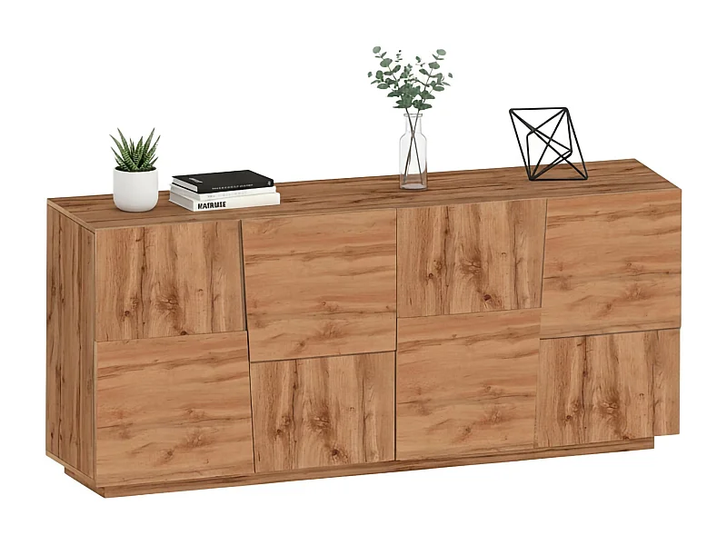 Buffet Yago, Buffet de salon, Buffet de salon moderne avec 4 portes, 200x44h86 cm, Chêne