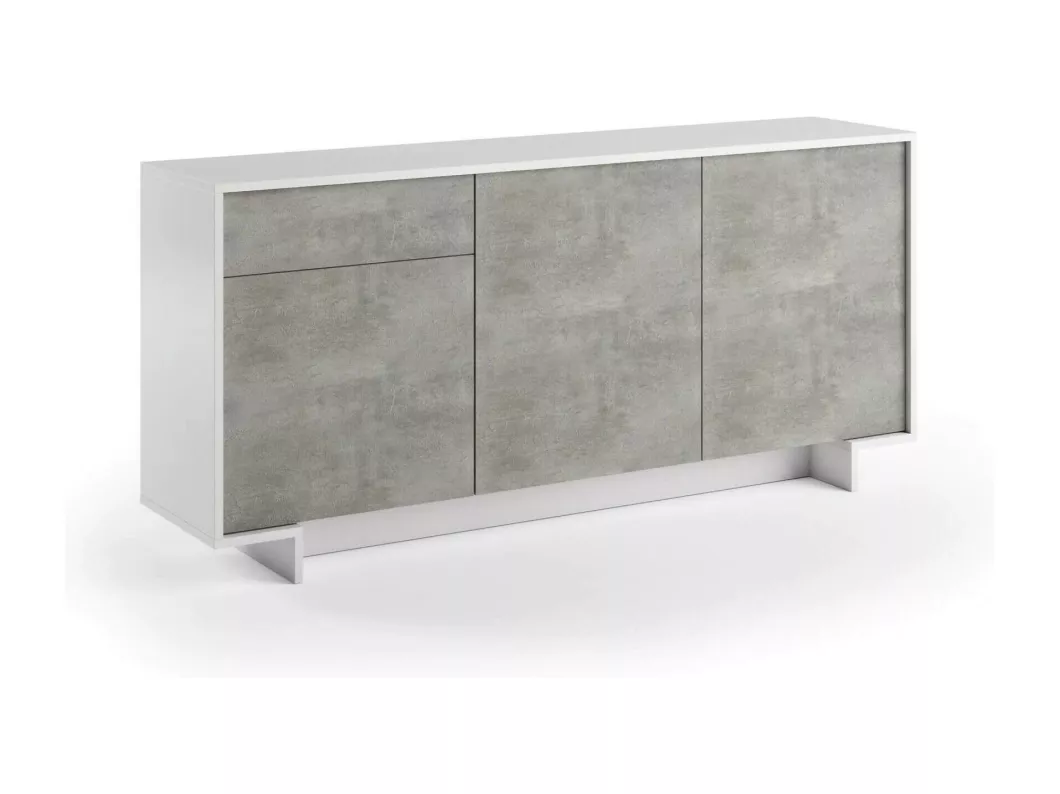 Kauf Unique Sideboard Davallon, Wohnzimmer-Sideboard, Wohnzimmer-Buffet mit 3 Türen und 1 Schublade, 100 % Made in Italy, 170 x 42 x 78 cm, Weiß und Zement