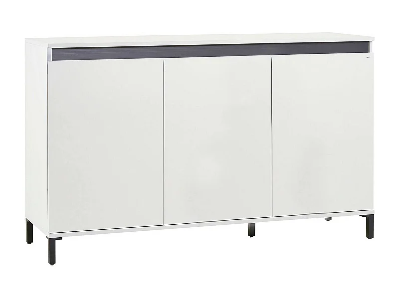 Kommode Dcassandr, Wohnzimmerbuffet, Wohnzimmer-Sideboard, Moderne Küchen-Speisekammer, Made in Italy, 138x40h90 cm, Glänzendes Weiß und Anthrazit