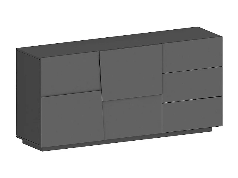 Buffet Xavier, Buffet de salon, Buffet de salon avec 2 portes et 3 tiroirs, 180x44h86 cm, Anthracite