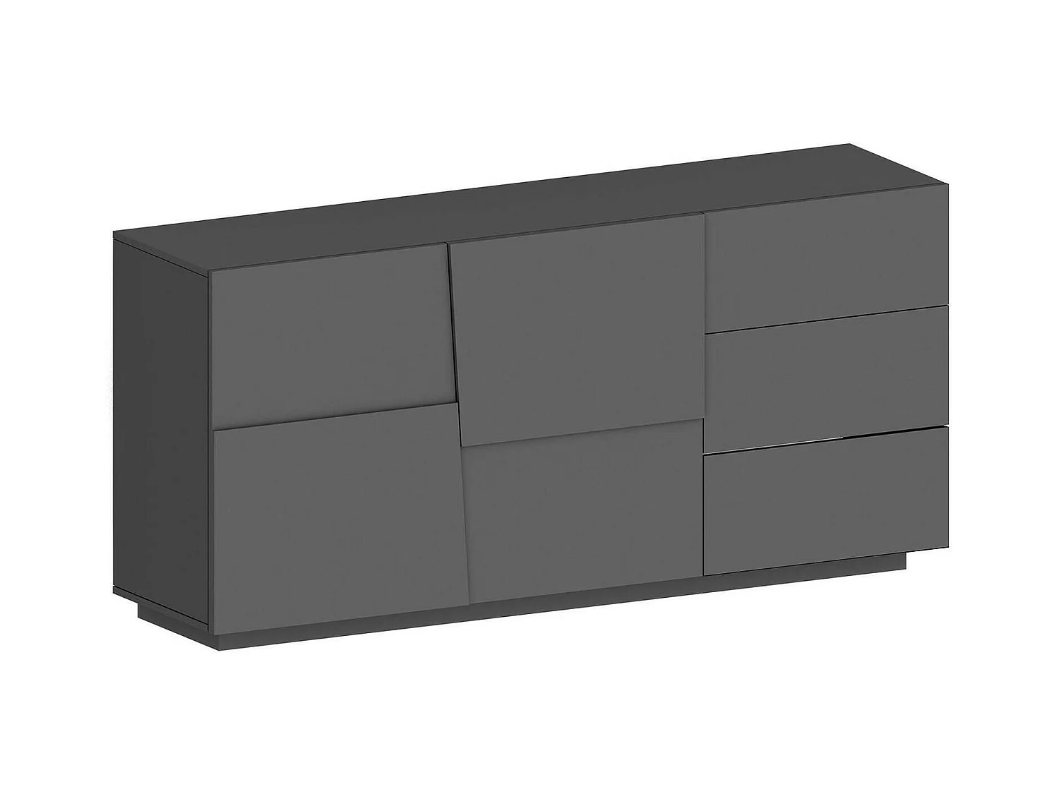 Ddalessi dressoir, Woonkamerbuffet, Woonkamer met 2 deuren en 3 laden, 180x44h86 cm, Antraciet