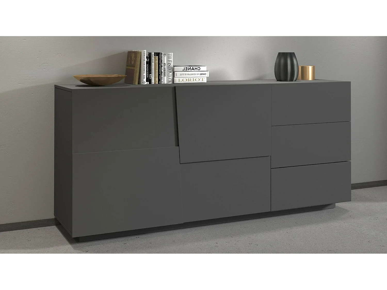 Dmora - Credenza Avelignese, 180x44h86 cm, Antracite